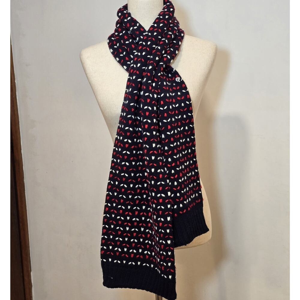 American Eagle Blanket Sweater Scarf Classic Heavy Knit Navy Blue Red White 72x9
